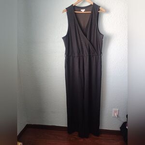 J Jill Ponte stripe jumpsuit side pockets no belt